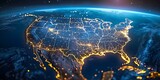 Enhancing Data Exchange Across America: The Global Satellite Network Powering Multiple Industries. Concept Data Exchange, Satellite Network, Industrial Applications, America, Global Connectivity