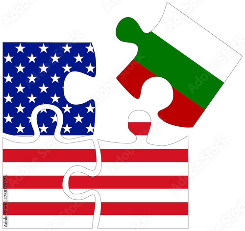USA - Bulgaria : puzzle shapes with flags