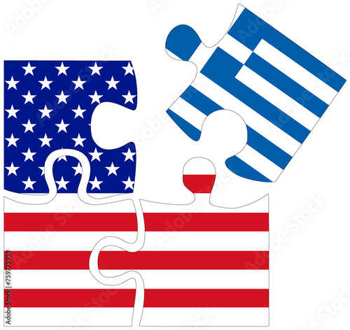 USA - Greece : puzzle shapes with flags