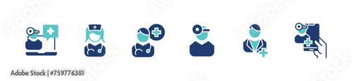 medical doctor and nurse icon set hospital paramedic staff health care professional vector illustration