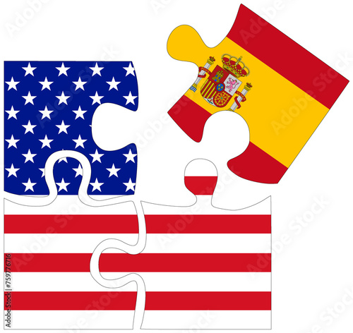 USA - Spain : puzzle shapes with flags