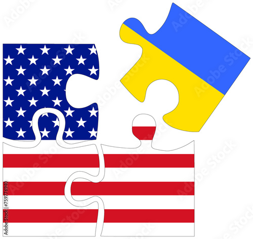 USA - Ukraine : puzzle shapes with flags
