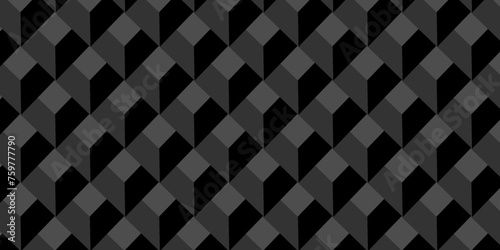 Abstract cubes geometric tile and mosaic wall or grid backdrop hexagon technology wallpaper background. Black and gray geometric block cube structure backdrop grid triangle texture vintage design.