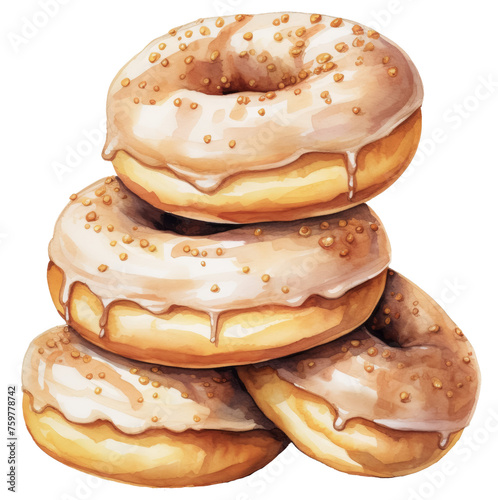 Five watercolor donuts stacked photo