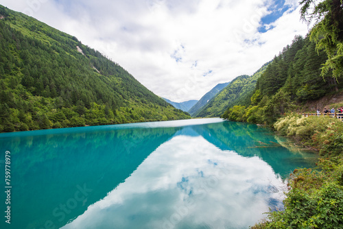 Blue lake in Jiuzhaigou Valley, Sichuan, China