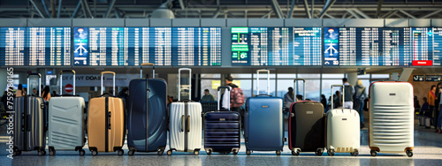 Airport Scene with Traveler and Luggage, Concept of Journey and Airplane Travel, Departure Terminal