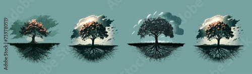 Strong tree, Mental health awareness vector illustration. Generative AI