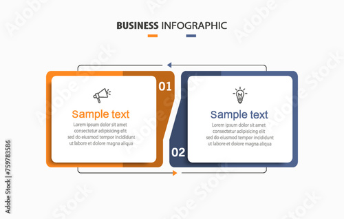 Business infographic template with icons and 2 options or steps	