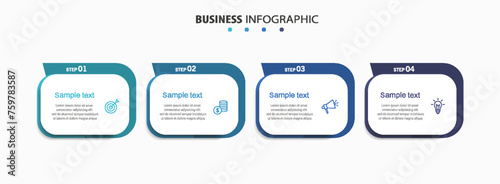 Infographic design template with icons and 4 options or steps. Can be used for process diagram, presentations, workflow layout, flow chart, info graph
