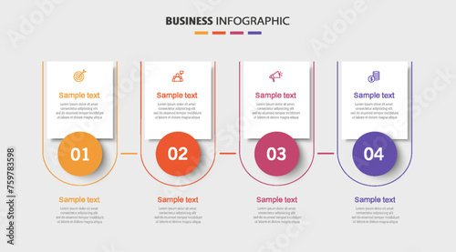 Infographic design template with icons and 4 options or steps. Can be used for process diagram, presentations, workflow layout, flow chart, info graph photo