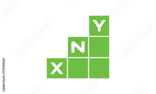 XNY initial letter financial logo design vector template. economics, growth, meter, range, profit, loan, graph, finance, benefits, economic, increase, arrow up, grade, grew up, topper, company, scale photo