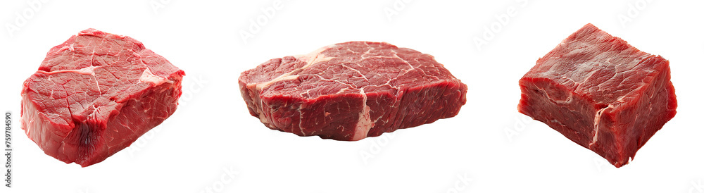 Fresh beef steak on transparent background png. Beef sample.