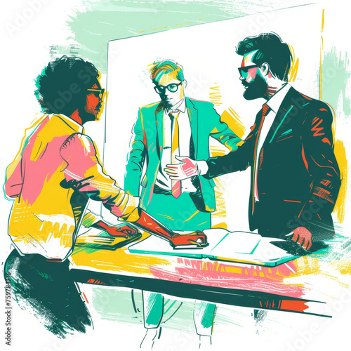 Colorful Line Illustration of Leadership Training Handbook Signing Ceremony Gen AI