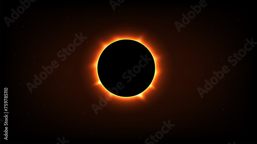 Solar Eclipse Illustration with star background.Total solar eclipse vector illustration 