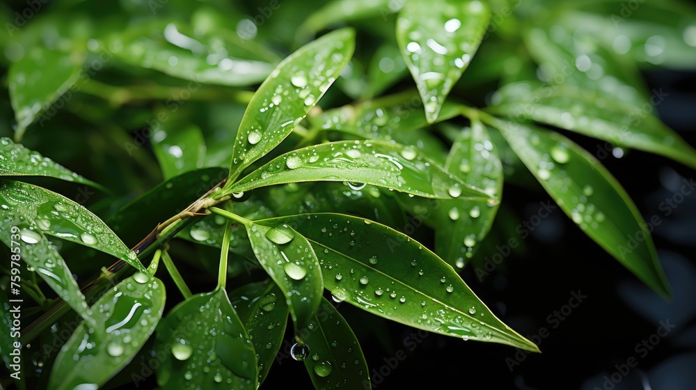 Green Plant With Water Droplets