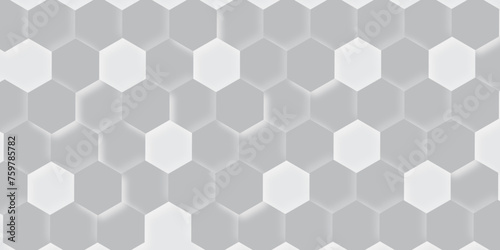 Fototapeta Naklejka Na Ścianę i Meble -  Abstract seamless bright gray concrete cement stone tile wall made of hexagonal gray hexagon patterned background design 3d illustration of geometric design. the diamonds on the wall. 

