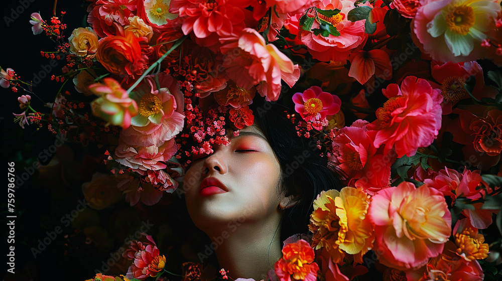 Fototapeta premium A portrait photo of an Asian model in her 20s
