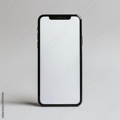 A black border smart blank phone isolated on a white background with white screen