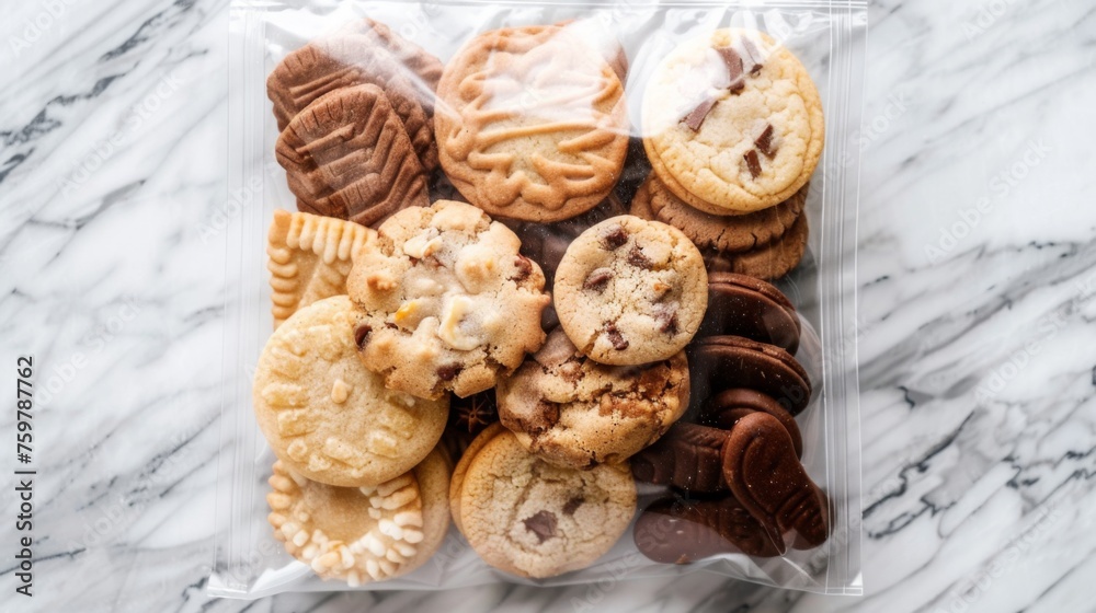 Ziploc bag filled with assorted homemade cookies Ziploc bag filled with assorted homemade cookies