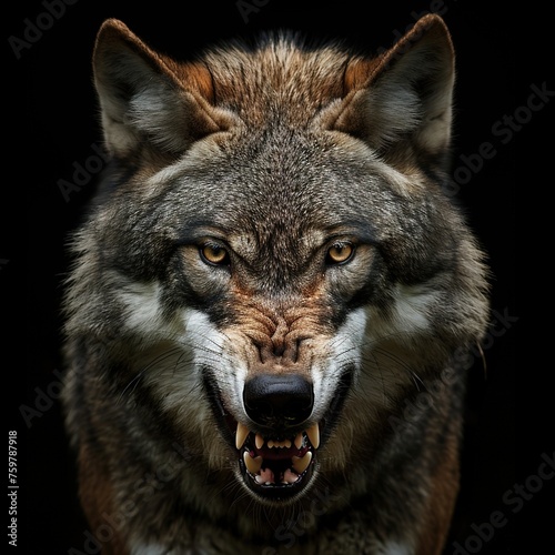 Wolf looking in Camera intens angry portrait © Martin
