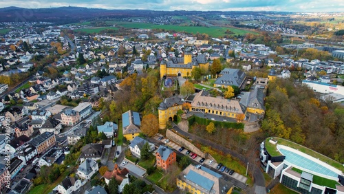 Aerial foto of the old town of Montabaur in Germany Rheinland Pfalz