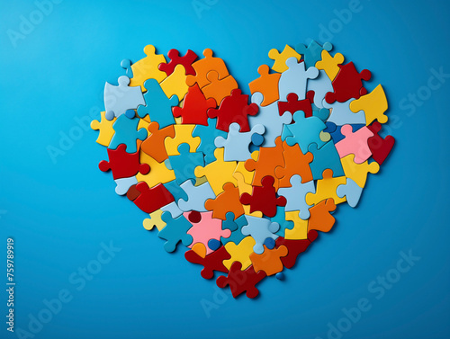 World Autism awareness and pride day. Puzzles background.