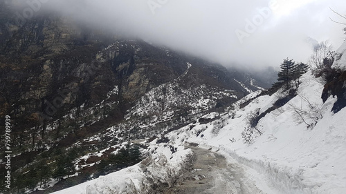 Mountains full of Snow at Zero Point, Lachung, Sikkim, India photo