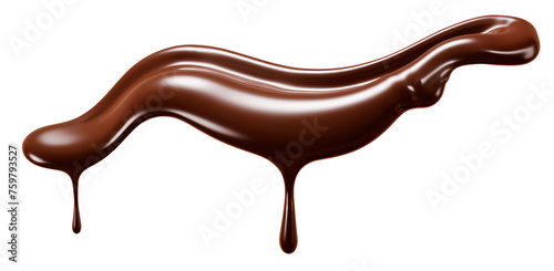 melted chocolate dripping on white background