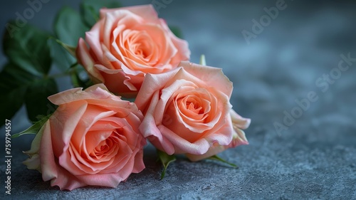 Pink roses on a plain background with natural light