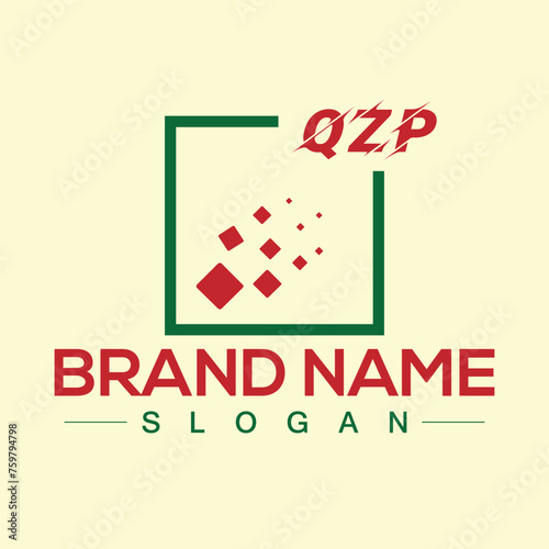 Initial monogram letter QZP logo design template for branding