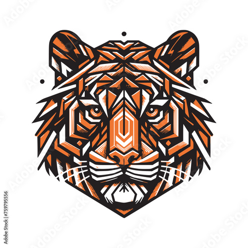 Fototapeta Naklejka Na Ścianę i Meble -  animal geometric head of tiger colorful vector illustration