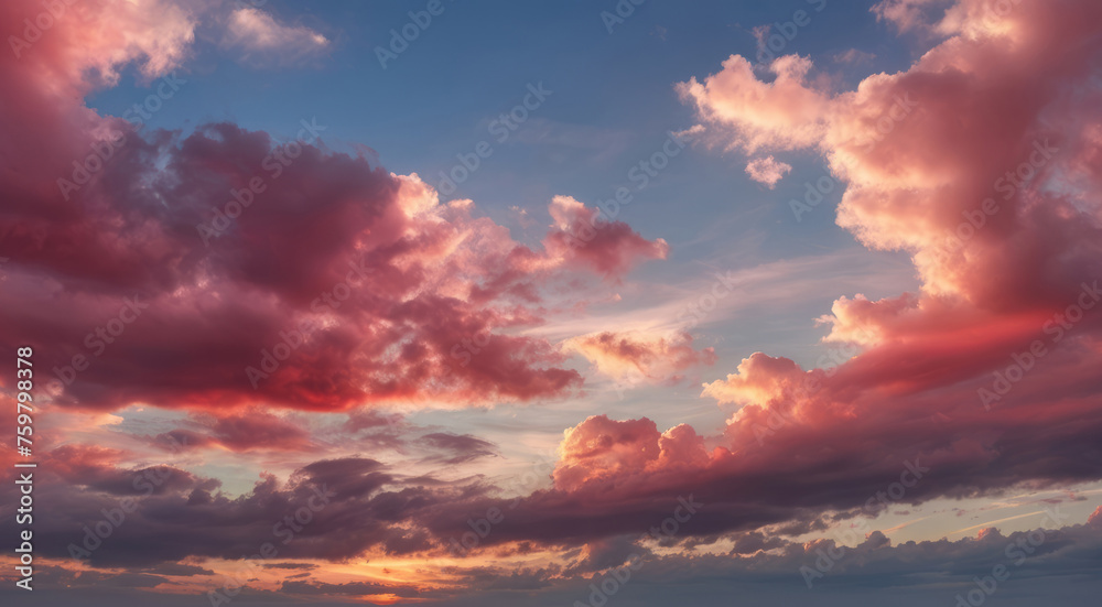 Celestial landscape with pink clouds