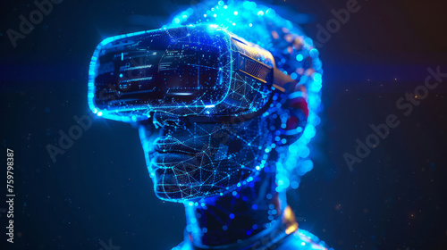 A person wearing virtual reality glasses. The concept of modern technologies