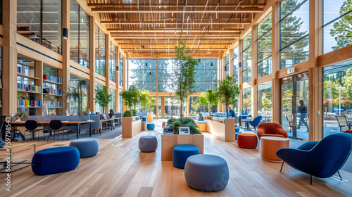 Modern Business Office, Stylish Furniture and Interior Design photo