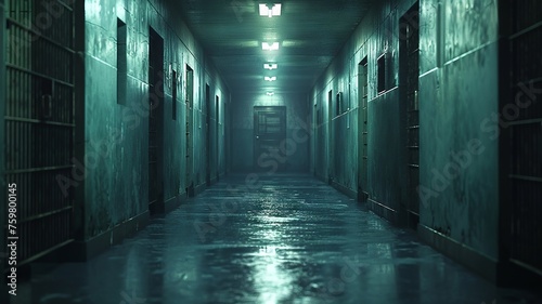 Secure cells nestled in a shadowy hallway