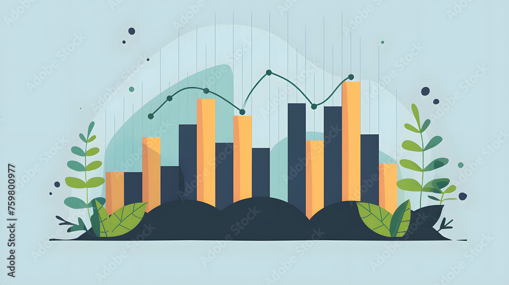 Fototapeta premium Illustrate a graph depicting the exponential growth of investment returns, financial growth and investment