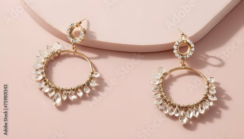 A Pair Of Hoop Earrings Adorned With Dangling Crys Upscaled 21