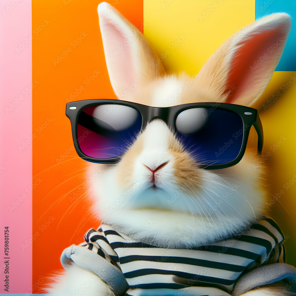 Rabbit with glasses, rabbit, bunny, glasses, sleeping, Ai generated 