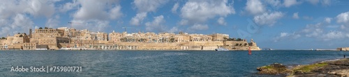 Extended panoramic view of the Valletta, Malta, from Vittoriosa