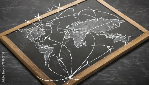 Obraz na płótnie flight air route map,world map back ground w salonie