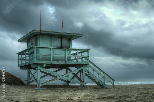  a lifeguard tower near Santa Monica in Los Angeles