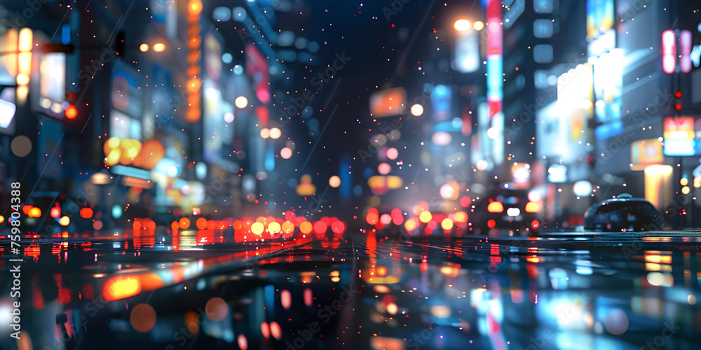 Night city lights, Abstract urban background - Ai Generated