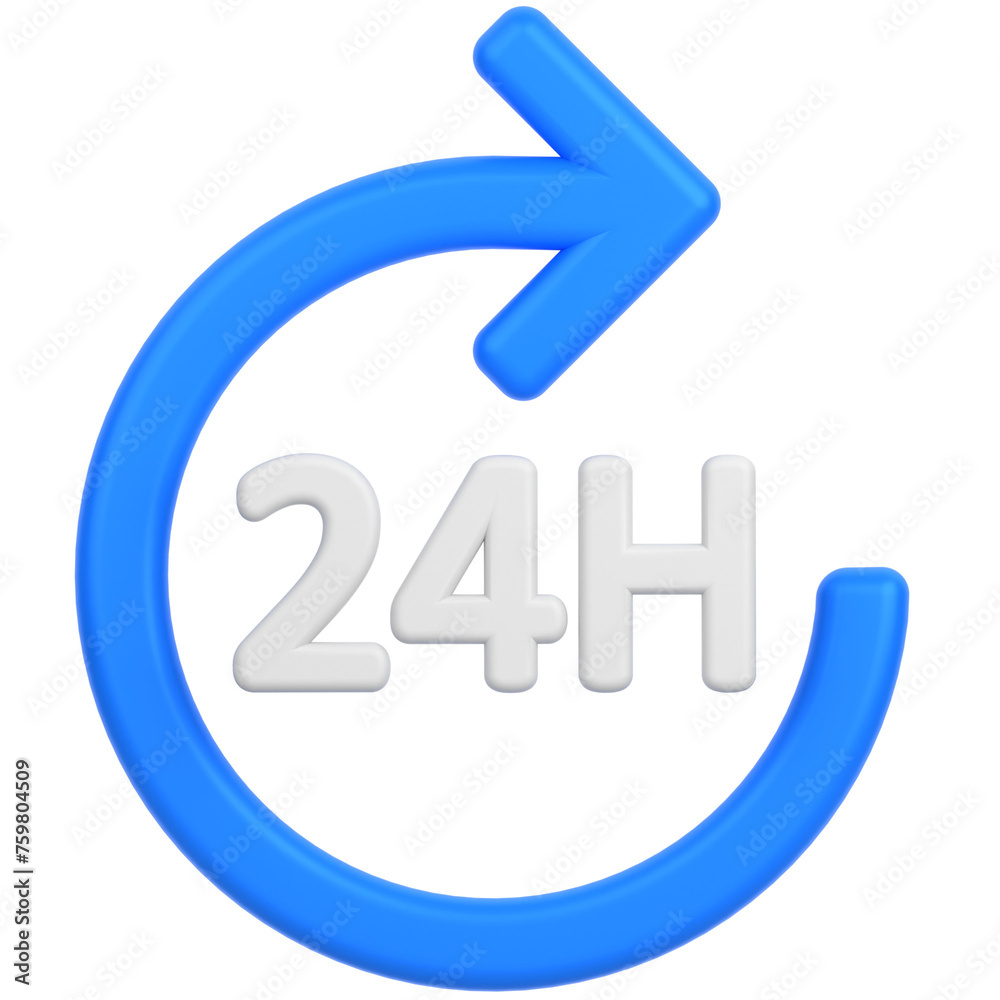 3d icon of a 24 hour return policy 3d icon of a 24 hour return policy