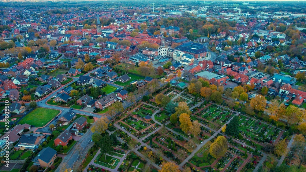 	
Aerial view around the old town of the city  Ahaus in Germany on a cloudy day in autumn	
