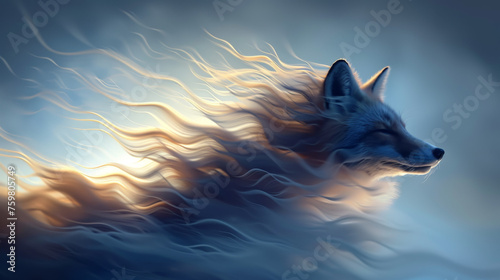 Whispy Clouds Resembling Fox Shape in Golden Hour Light Gen AI