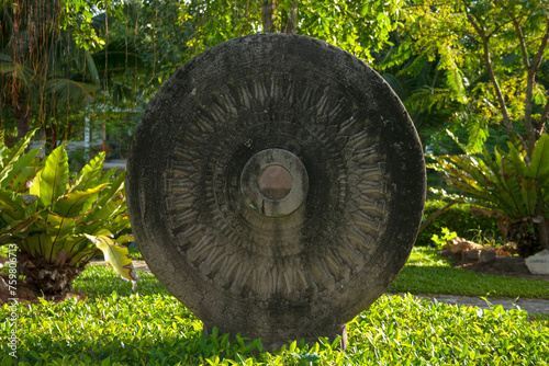 Stone Dharma Wheel in Nakhon Si Thammarat photo