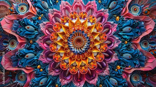 Rich hues bring life to detailed mandala artwork
