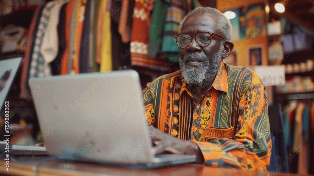 Obraz premium Boutique owner working on a laptop