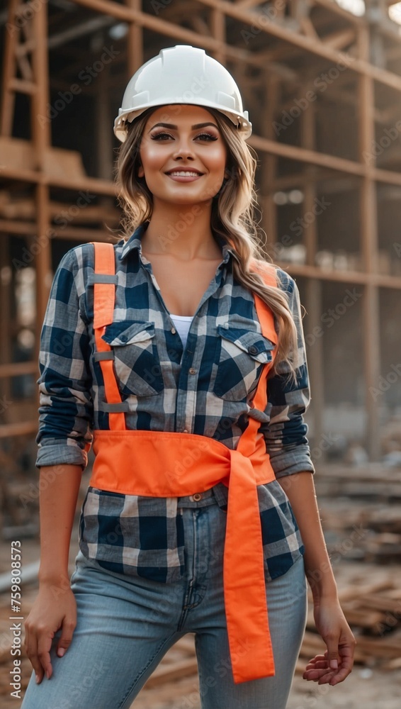 female construction worker with helmet female construction worker with helmet