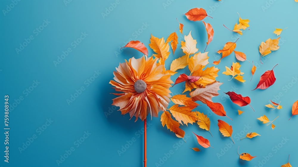 orange flowers pinwheel. - obrazy, fototapety, plakaty 
